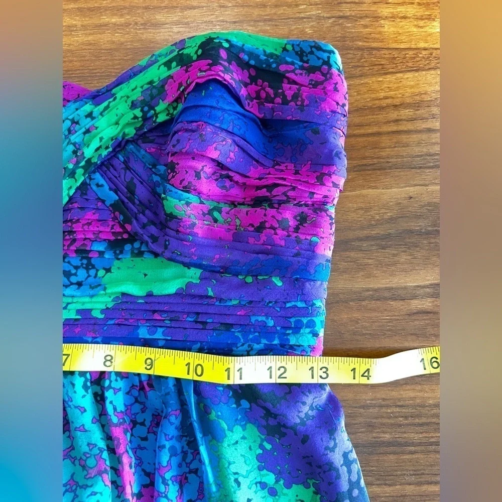 Shoshanna jewel tone strapless Mini dress silk fit and flare sz 0 cocktail party - Picture 13 of 15